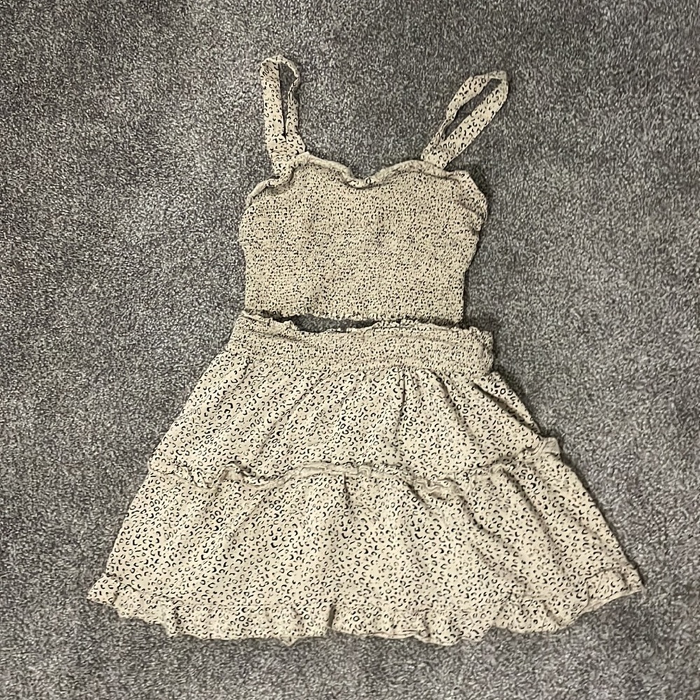 Matching Cheetah Print Cropped Tank Top- With Cute skirt